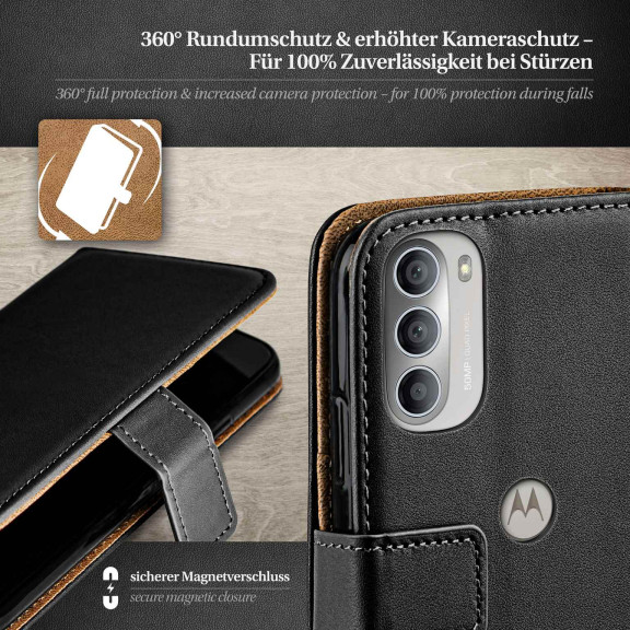 moex Book Case für Motorola Moto G51 5G Klapphülle mit Kartenfach – Weiteres Produktbild 3