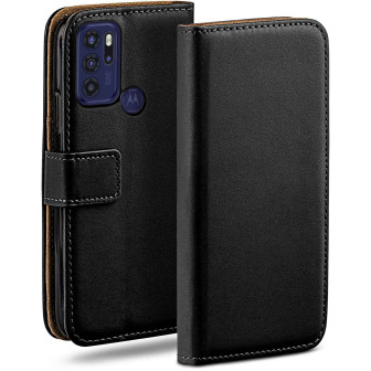 moex Book Case für Motorola Moto G60s Klapphülle mit Kartenfach – Deep-Black