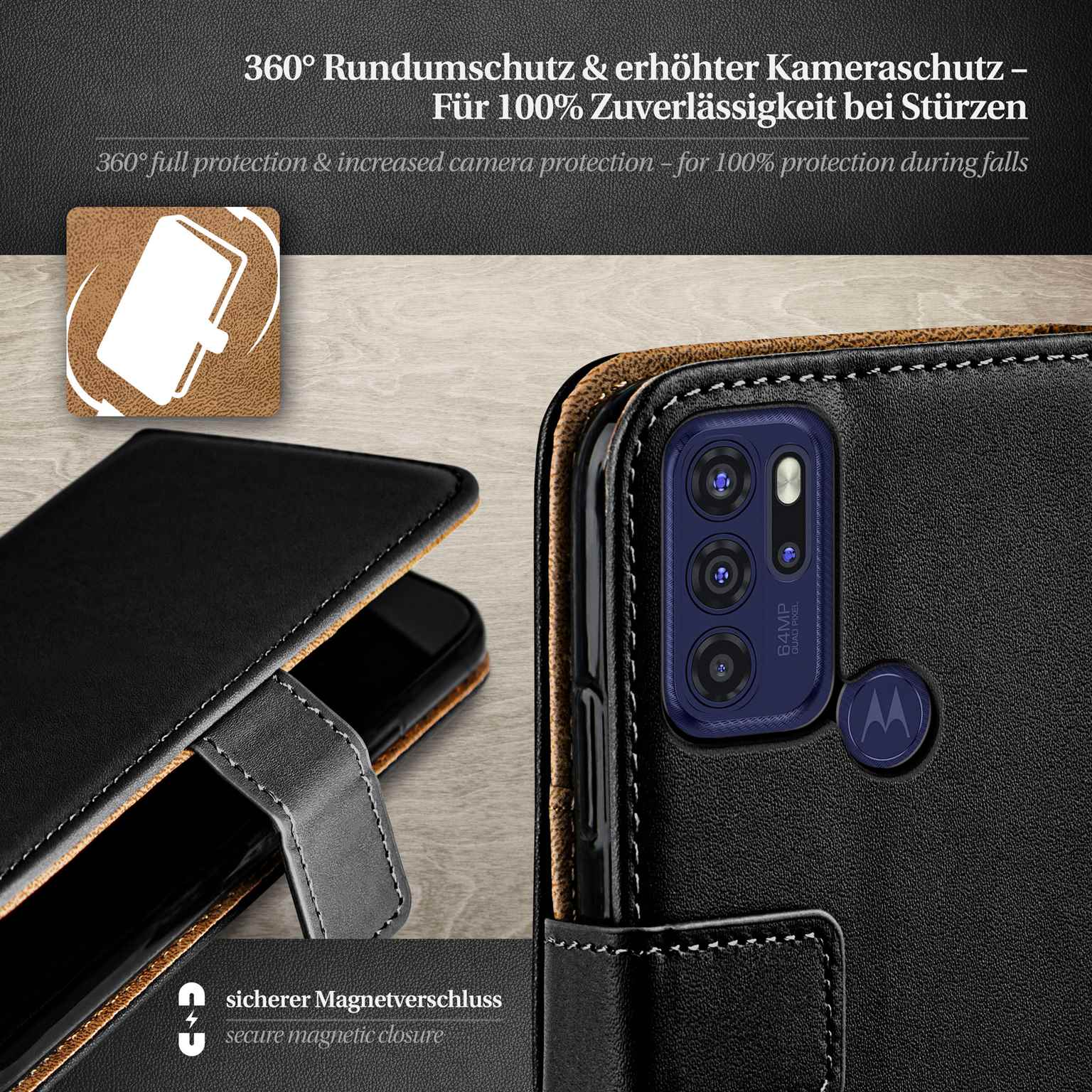 moex Book Case für Motorola Moto G60s Klapphülle mit Kartenfach – Weiteres Produktbild 3