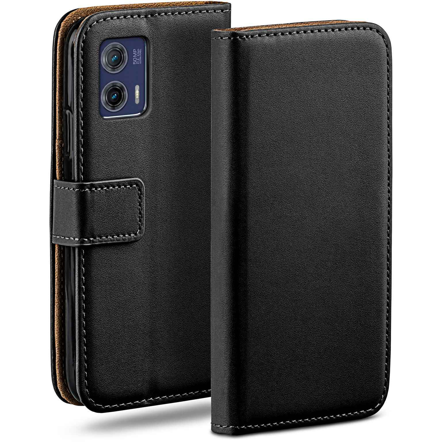 moex Book Case für Motorola Moto G73 5G Klapphülle mit Kartenfach – Deep-Black