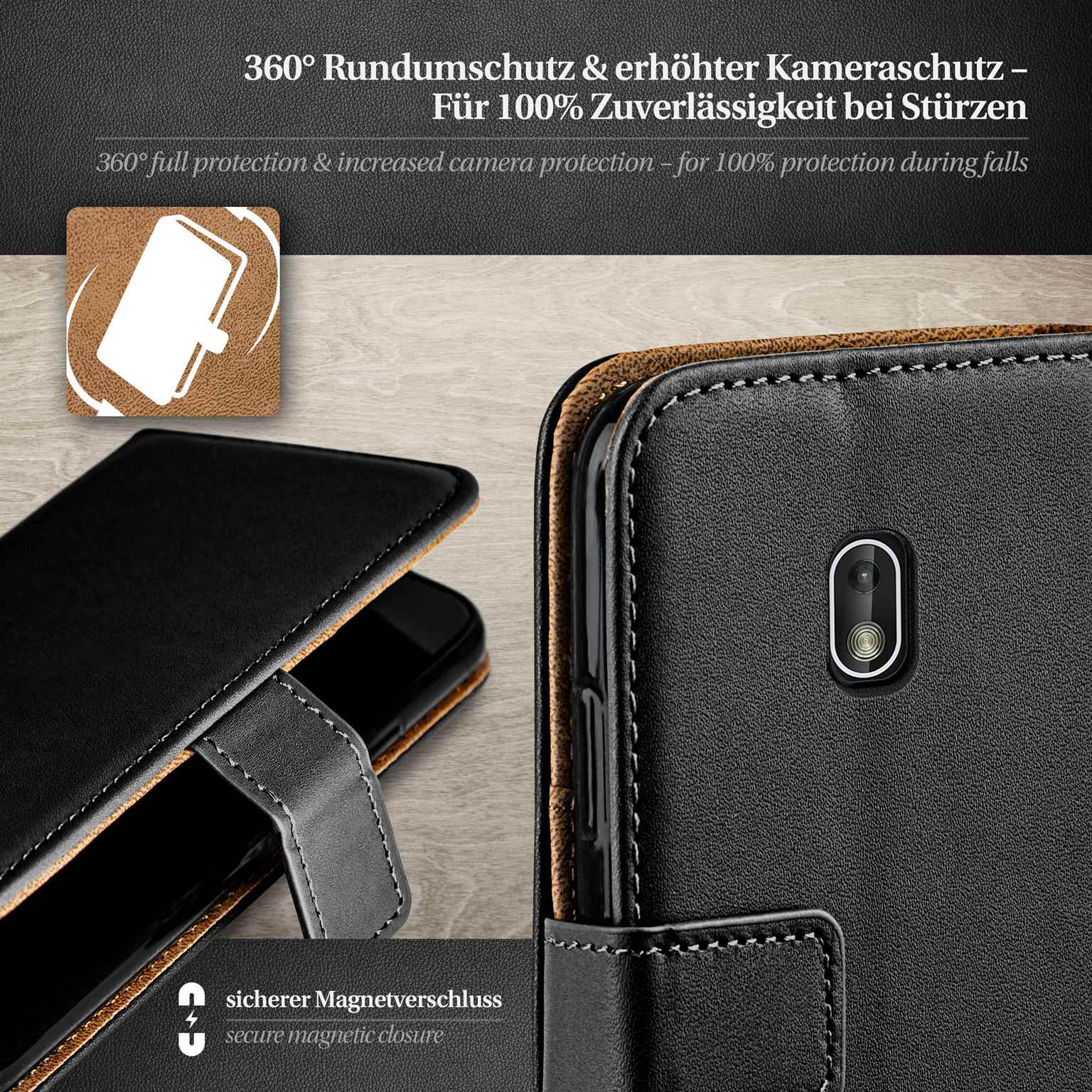 moex Book Case für Nokia 2 Klapphülle mit Kartenfach – Weiteres Produktbild 2