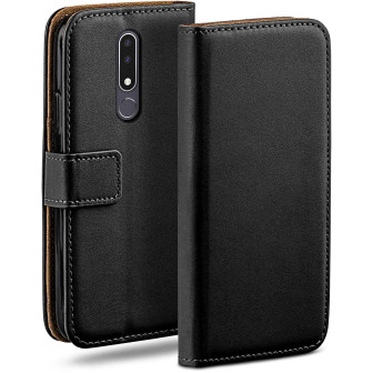moex Book Case für Nokia 3.1 Plus Klapphülle mit Kartenfach – Deep-Black