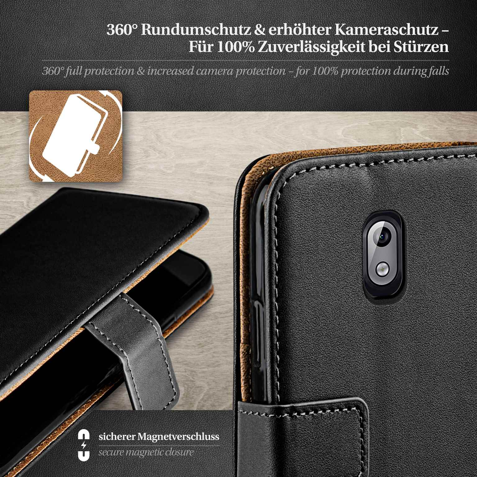 moex Book Case für Nokia 3 Klapphülle mit Kartenfach – Weiteres Produktbild 3