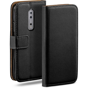 moex Book Case für Nokia 8 Klapphülle mit Kartenfach – Deep-Black