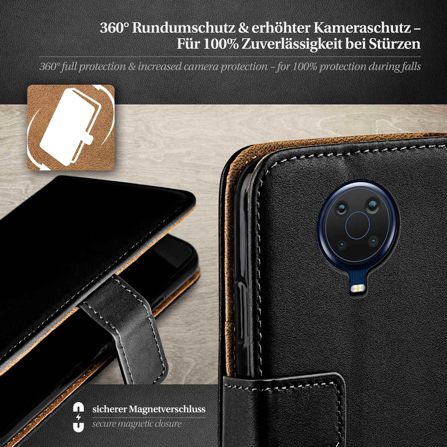 moex Book Case für Nokia G10 Klapphülle mit Kartenfach – Weiteres Produktbild 3