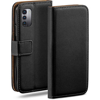 moex Book Case für Nokia G21 Klapphülle mit Kartenfach – Deep-Black