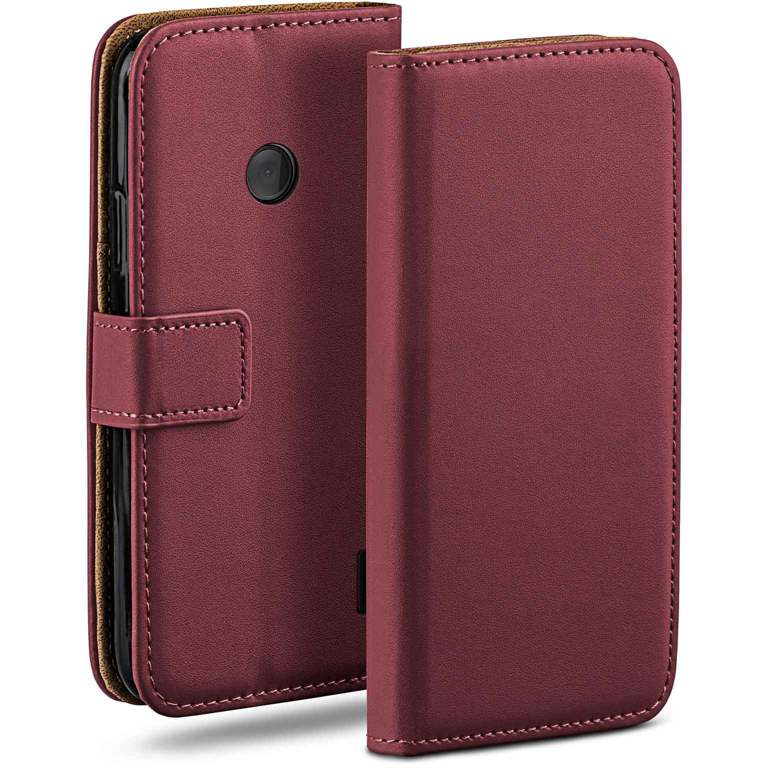 moex Book Case für Nokia Lumia 525 Klapphülle mit Kartenfach – Maroon-Red
