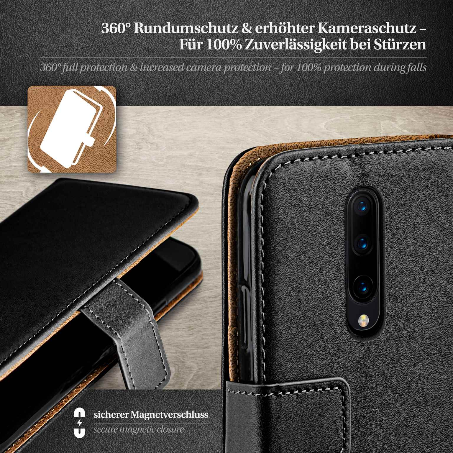 moex Book Case für OnePlus 7 Pro Klapphülle mit Kartenfach – Weiteres Produktbild 3