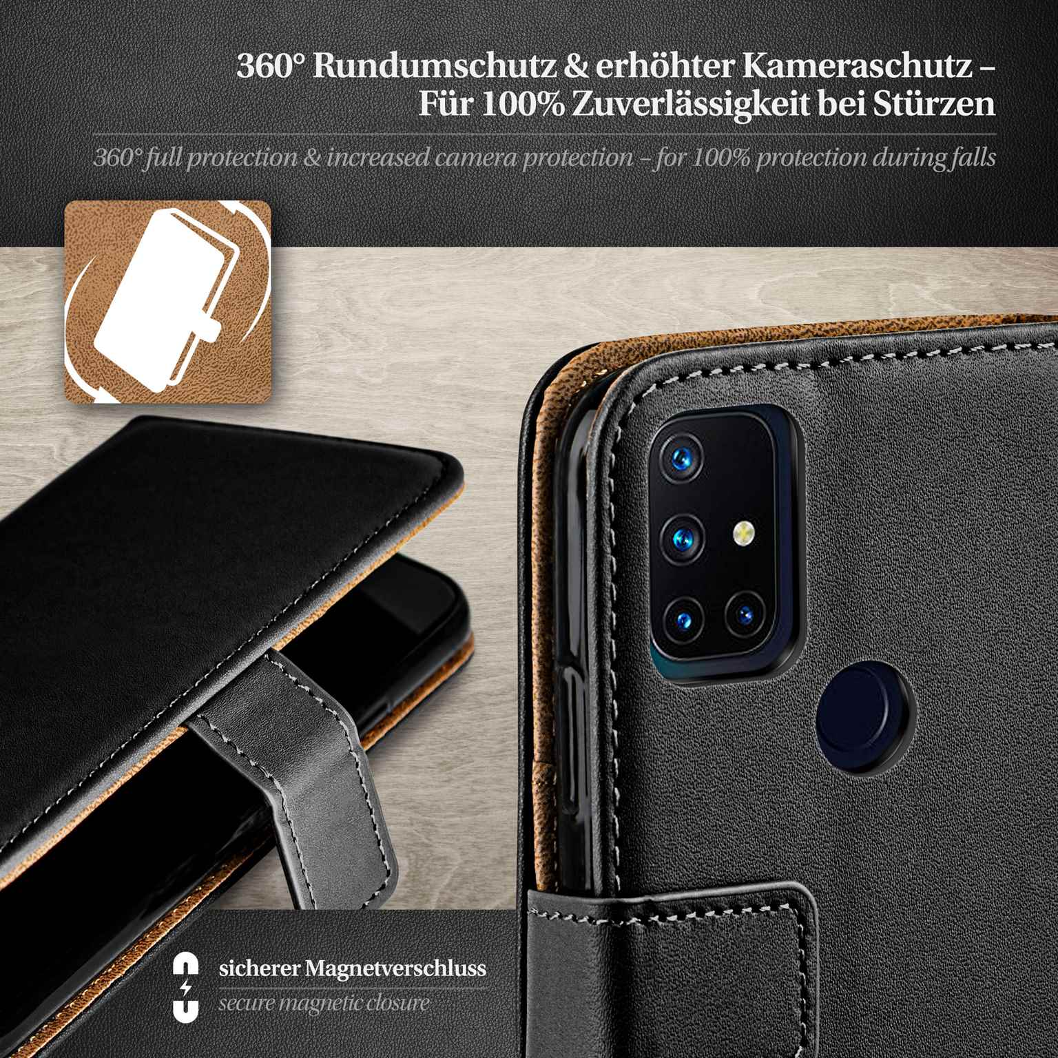 moex Book Case für OnePlus Nord N10 5G Klapphülle mit Kartenfach – Weiteres Produktbild 2