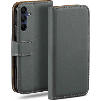 moex Book Case für Samsung Galaxy A15 5G Klapphülle mit Kartenfach – Anthracite-Gray