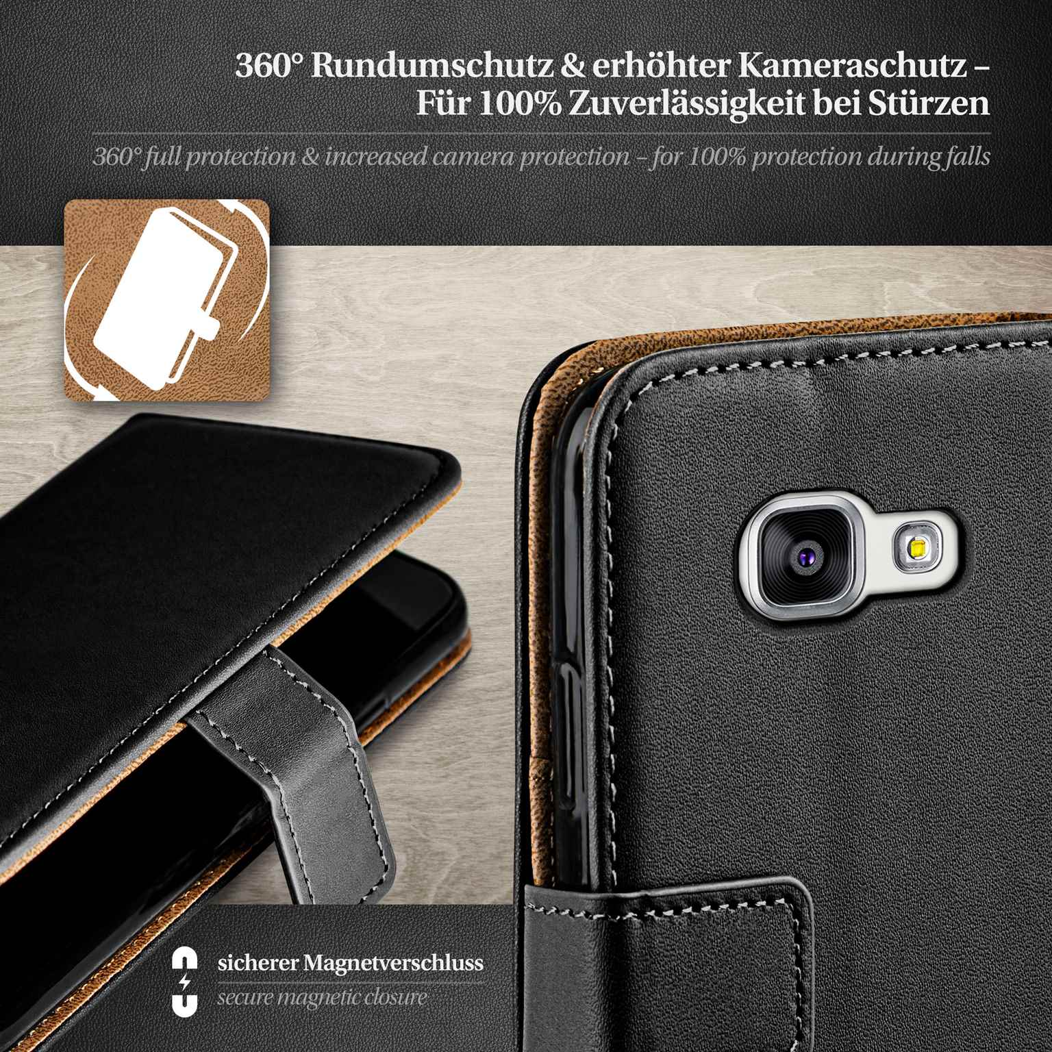 moex Book Case für Samsung Galaxy A3 (2016) Klapphülle mit Kartenfach – Weiteres Produktbild 2