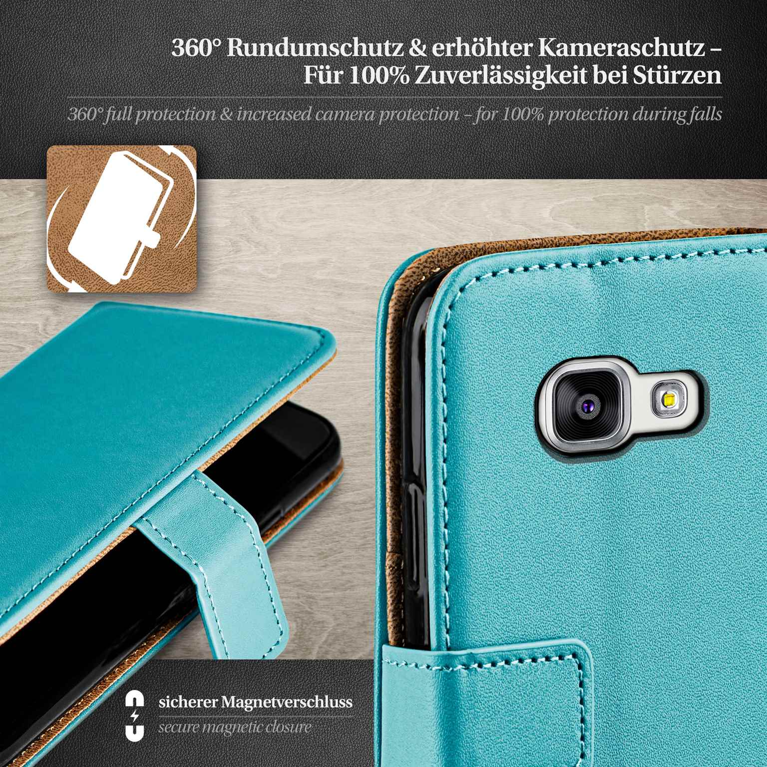 moex Book Case für Samsung Galaxy A3 (2016) Klapphülle mit Kartenfach – Weiteres Produktbild 2