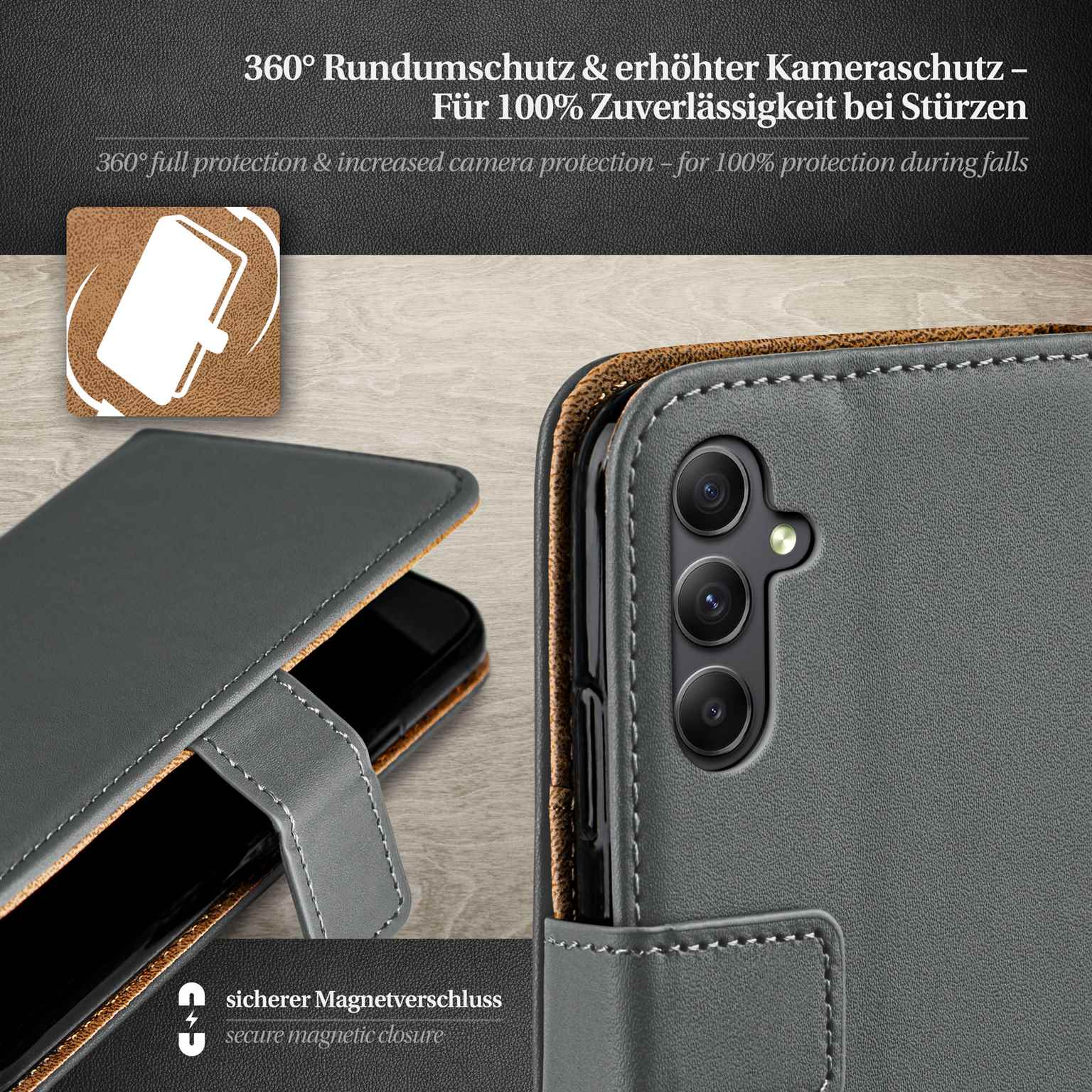 moex Book Case für Samsung Galaxy A34 5G Klapphülle mit Kartenfach – Weiteres Produktbild 3