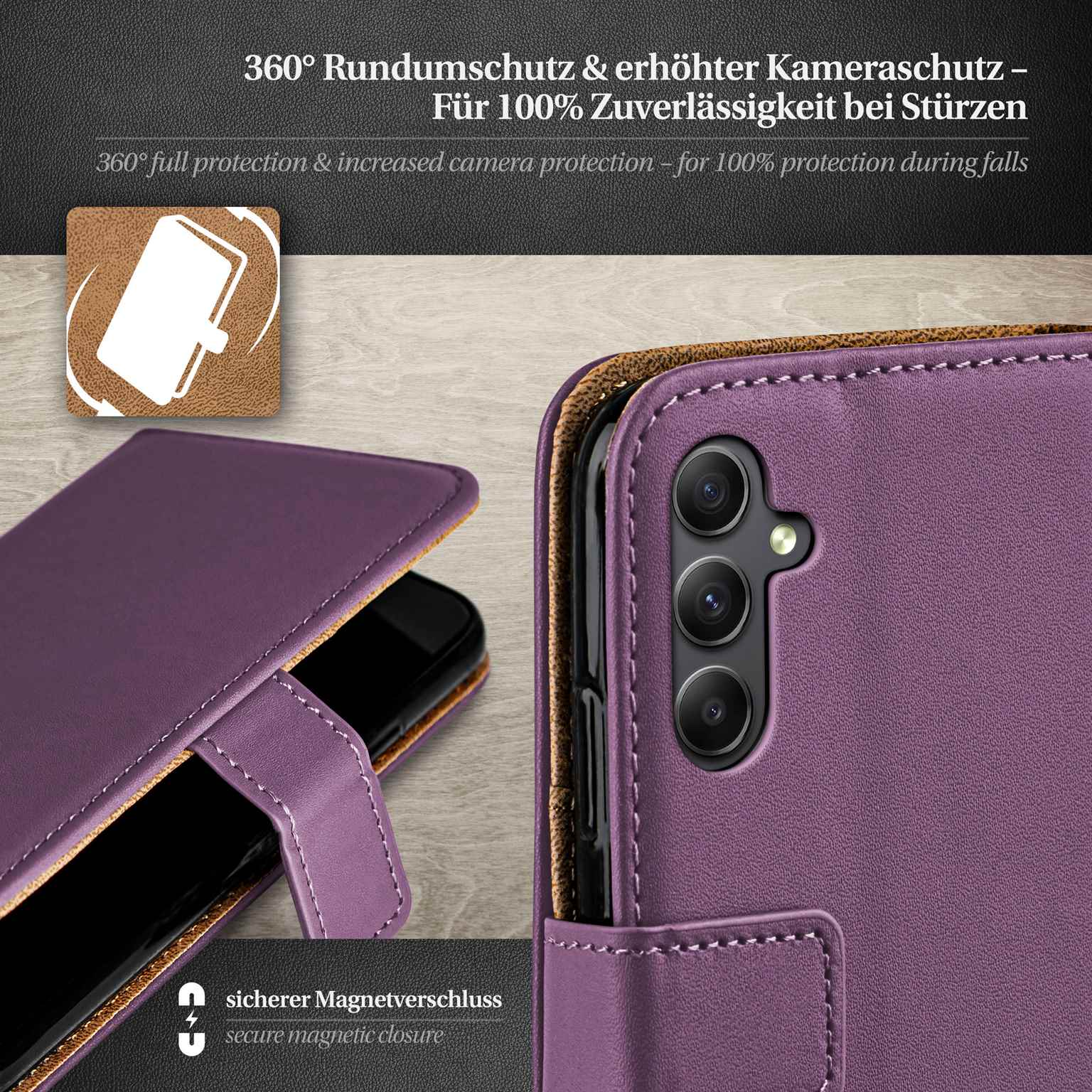 moex Book Case für Samsung Galaxy A34 5G Klapphülle mit Kartenfach – Weiteres Produktbild 3
