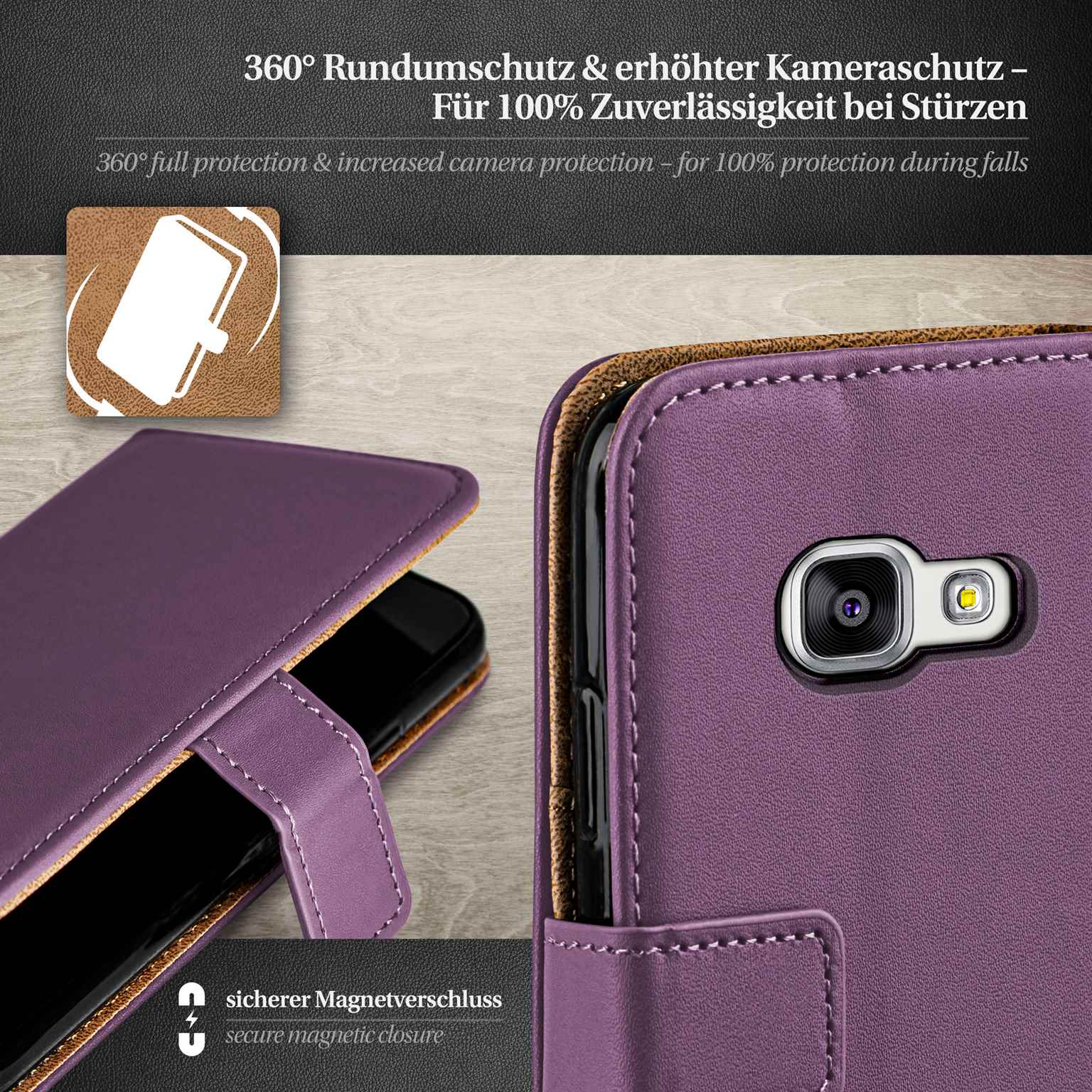 moex Book Case für Samsung Galaxy A5 (2016) Klapphülle mit Kartenfach – Weiteres Produktbild 2