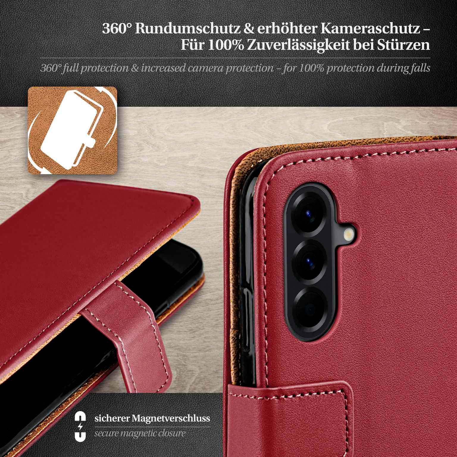 moex Book Case für Samsung Galaxy A56 5G Klapphülle mit Kartenfach – Weiteres Produktbild 4