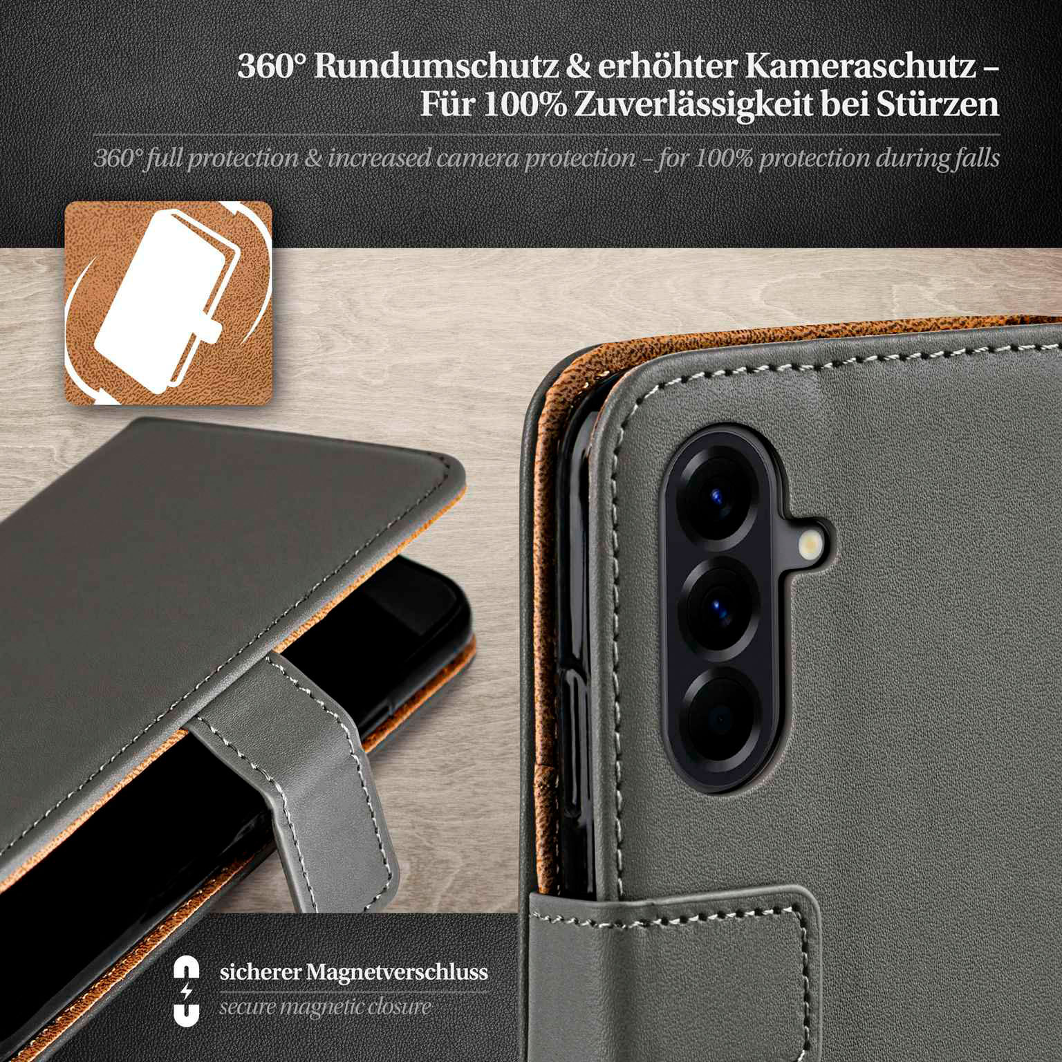 moex Book Case für Samsung Galaxy A56 5G Klapphülle mit Kartenfach – Weiteres Produktbild 4