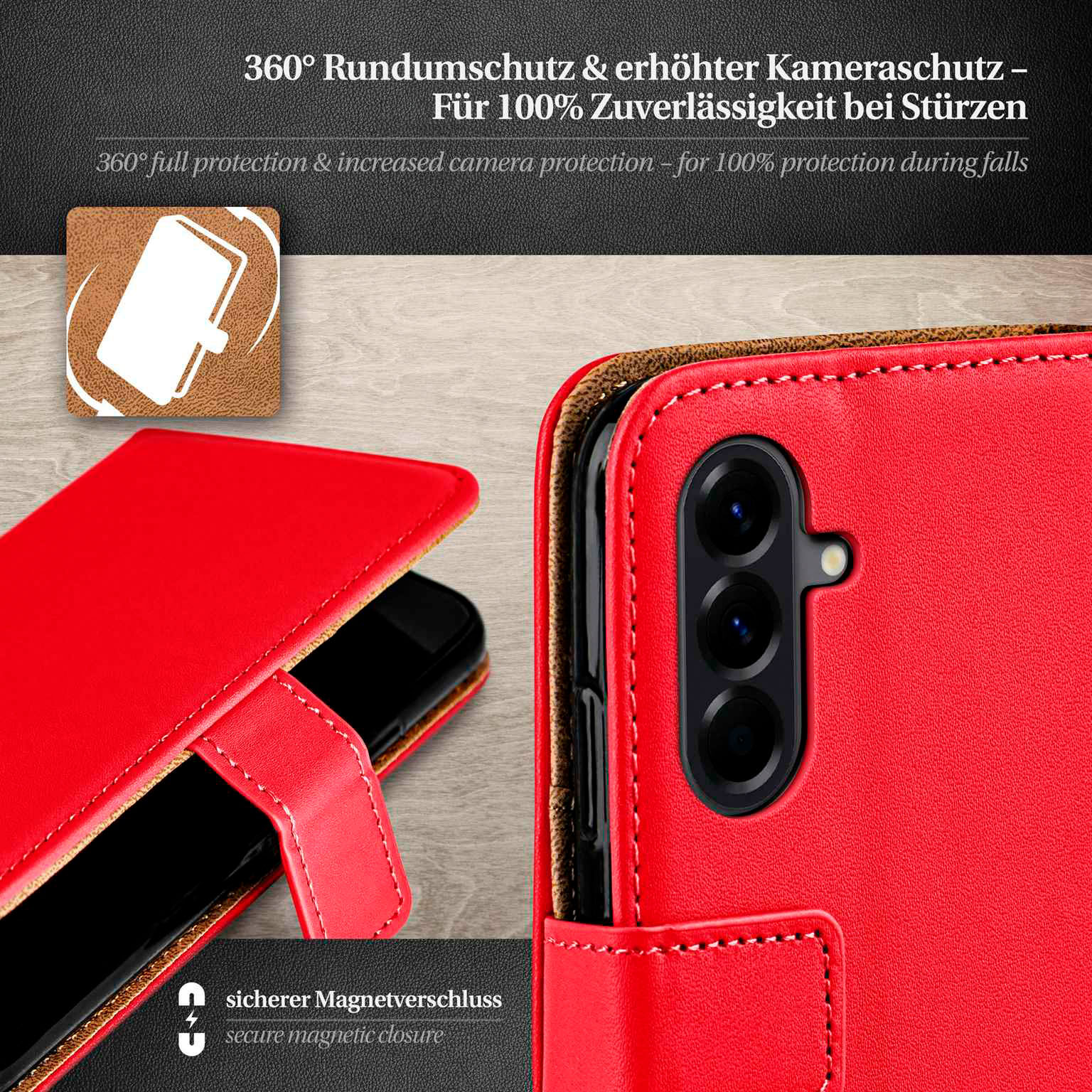 moex Book Case für Samsung Galaxy A56 5G Klapphülle mit Kartenfach – Weiteres Produktbild 4
