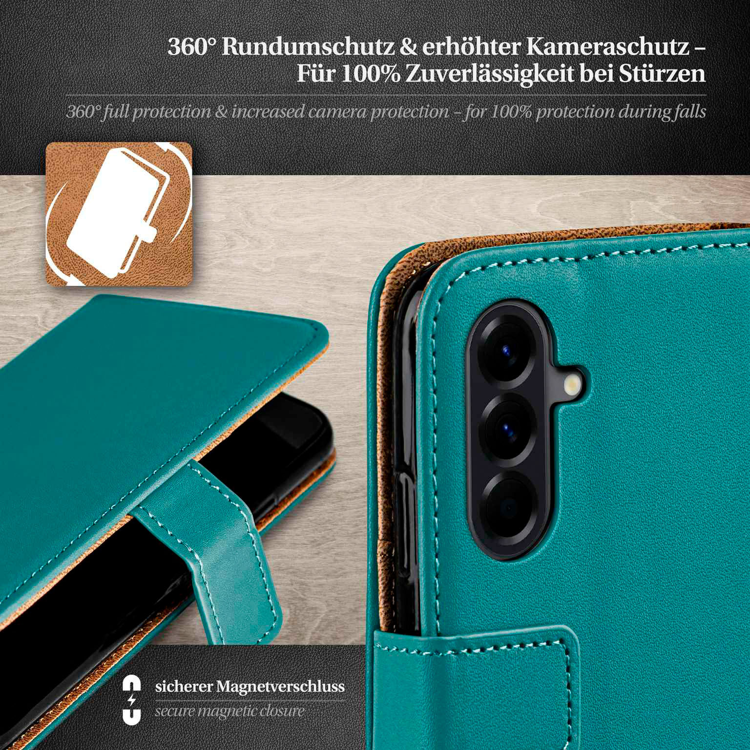 moex Book Case für Samsung Galaxy A56 5G Klapphülle mit Kartenfach – Weiteres Produktbild 4