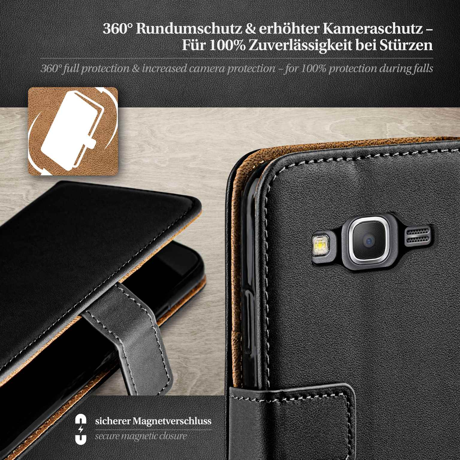 moex Book Case für Samsung Galaxy Grand Prime Klapphülle mit Kartenfach – Weiteres Produktbild 2