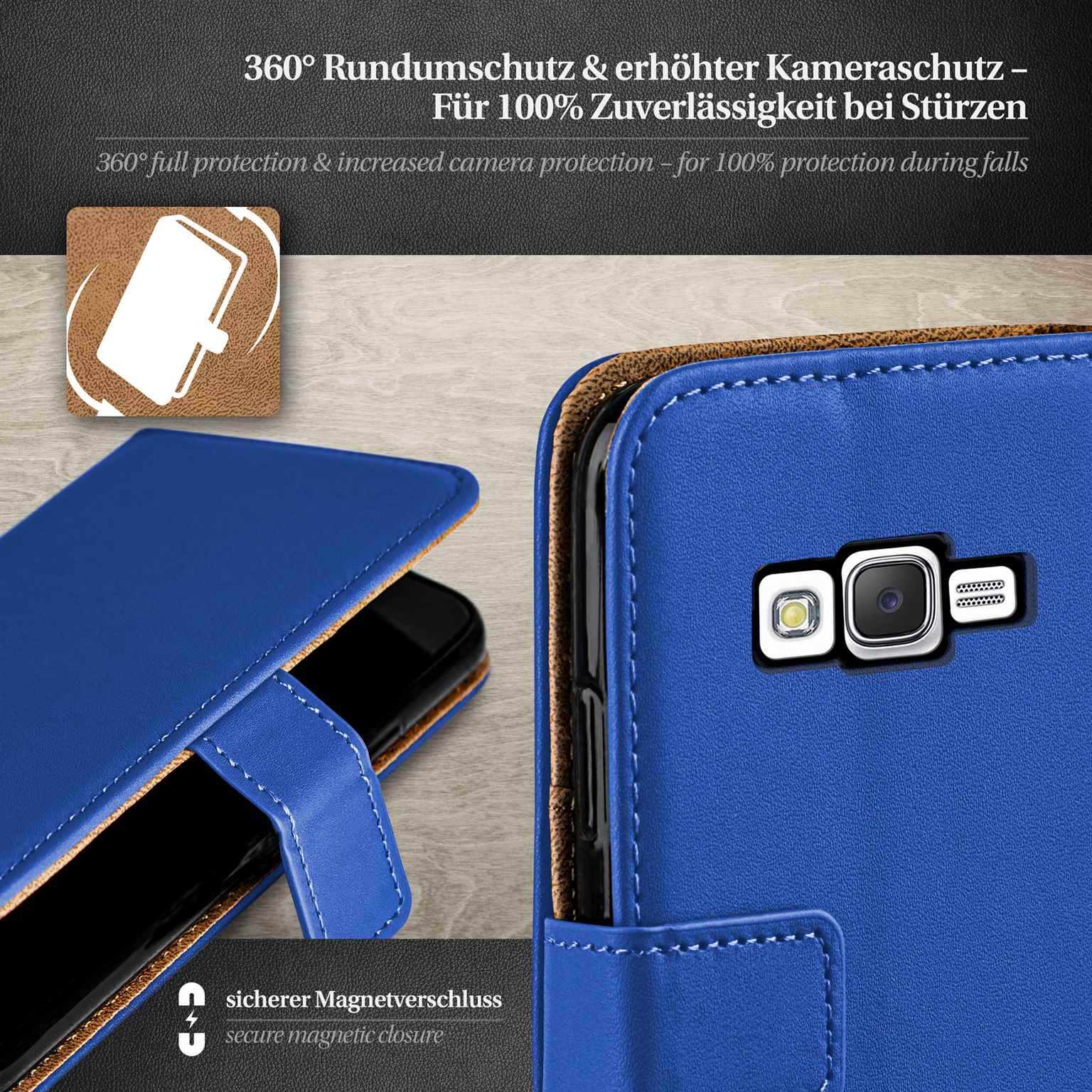 moex Book Case für Samsung Galaxy J5 (2015) Klapphülle mit Kartenfach – Weiteres Produktbild 3