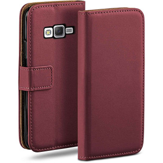 moex moex Book Case für Samsung Galaxy J5 (2015) Klapphülle mit Kartenfach – Maroon-Red