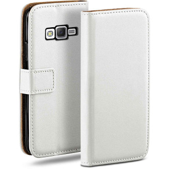 moex moex Book Case für Samsung Galaxy J5 (2015) Klapphülle mit Kartenfach – Pearl-White