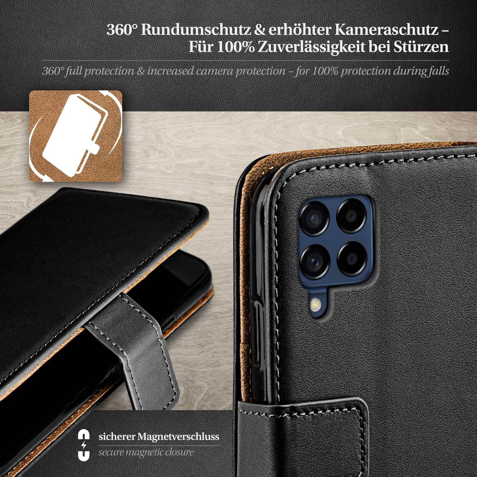 moex Book Case für Samsung Galaxy M53 5G Klapphülle mit Kartenfach – Weiteres Produktbild 3