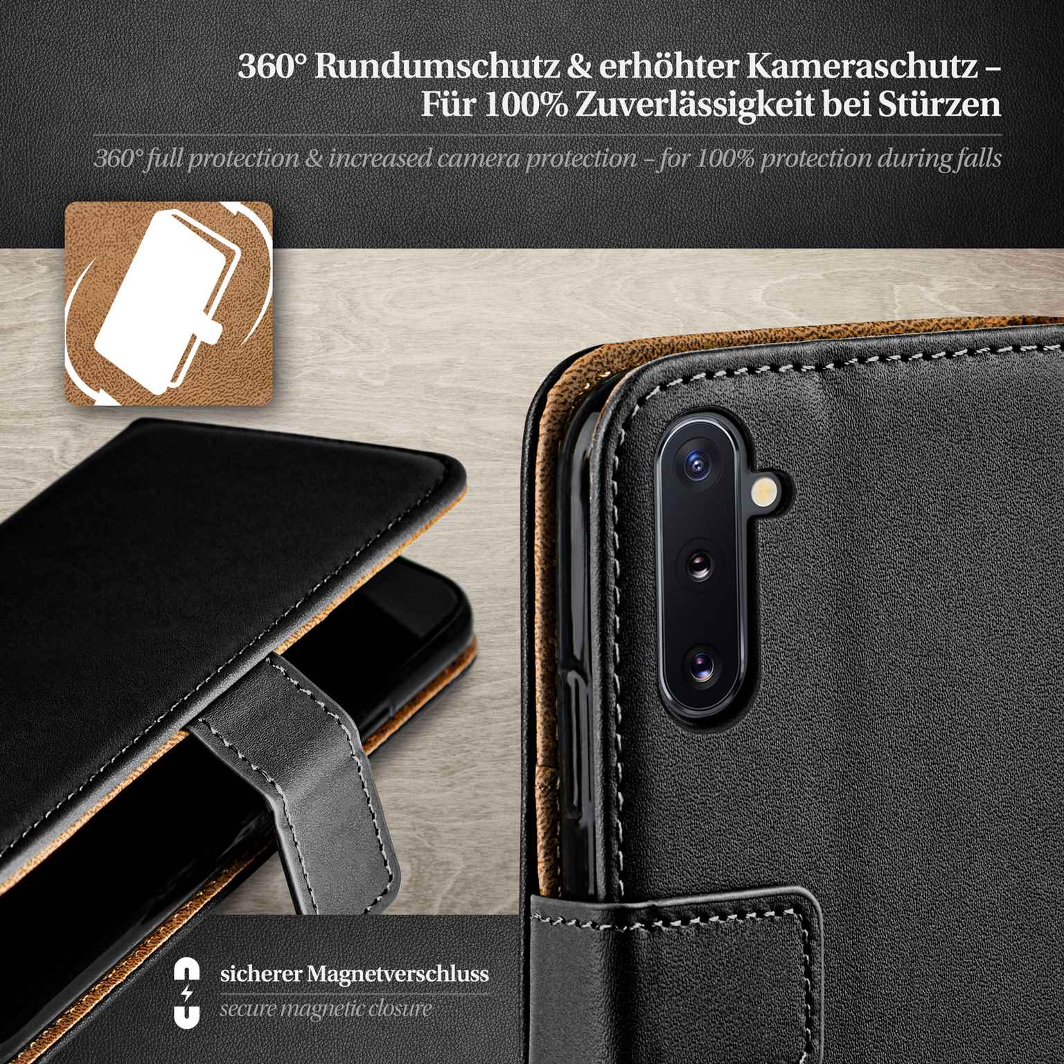 moex Book Case für Samsung Galaxy Note 10 Klapphülle mit Kartenfach – Weiteres Produktbild 2