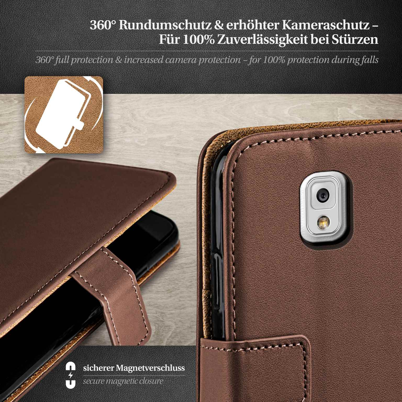 moex Book Case für Samsung Galaxy Note 3 Klapphülle mit Kartenfach – Weiteres Produktbild 2