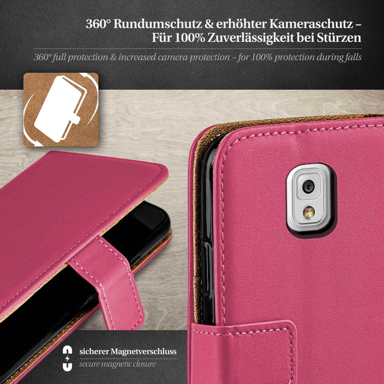 moex Book Case für Samsung Galaxy Note 3 Klapphülle mit Kartenfach – Weiteres Produktbild 2