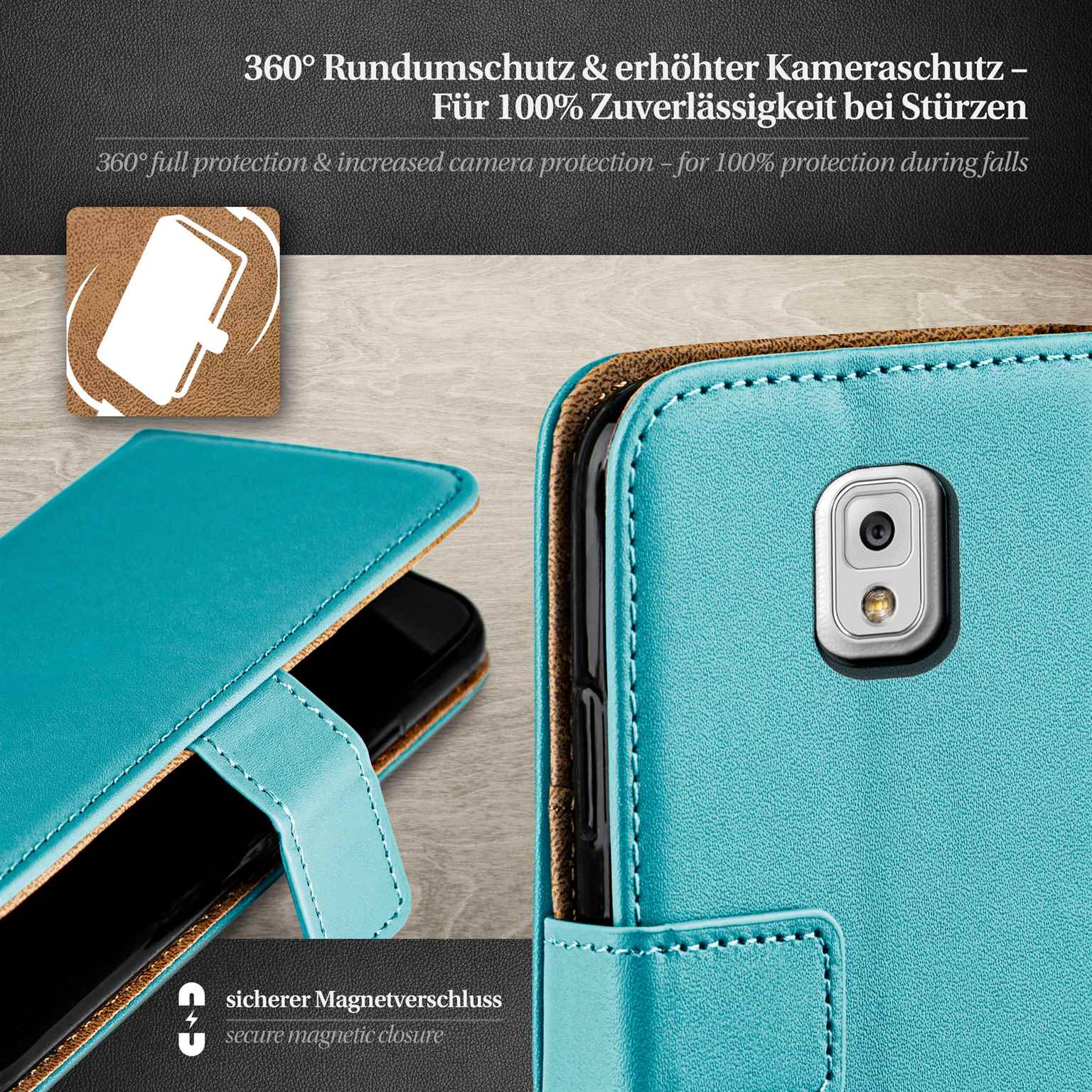 moex Book Case für Samsung Galaxy Note 3 Klapphülle mit Kartenfach – Weiteres Produktbild 2