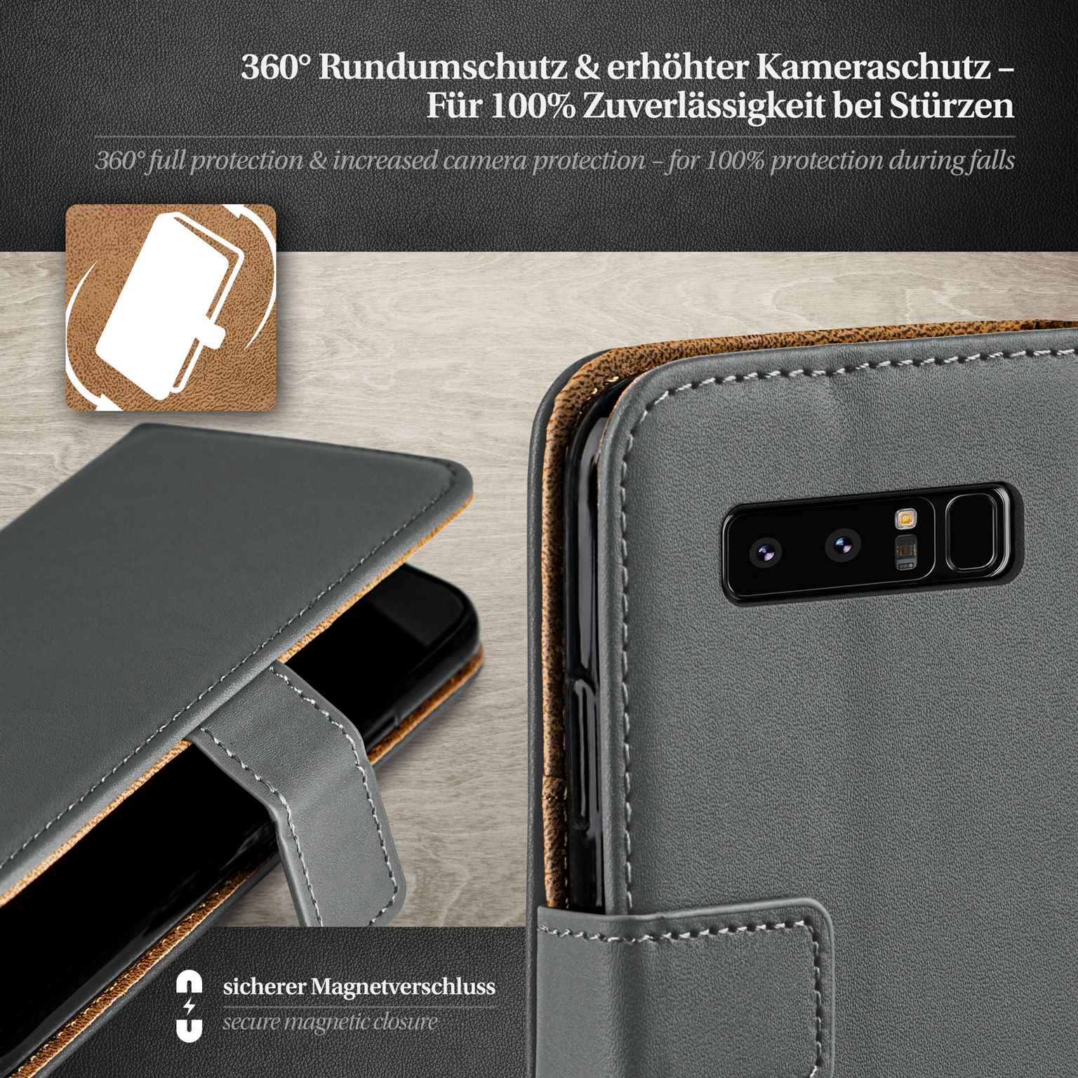 moex Book Case für Samsung Galaxy Note 8 Klapphülle mit Kartenfach – Weiteres Produktbild 3