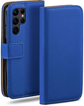 moex moex Book Case für Samsung Galaxy S22 Ultra Klapphülle mit Kartenfach – Royal-Blue