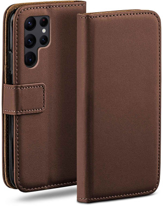 moex moex Book Case für Samsung Galaxy S22 Ultra Klapphülle mit Kartenfach – Oxide-Brown