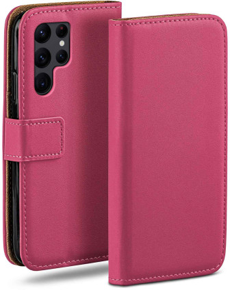 moex moex Book Case für Samsung Galaxy S22 Ultra Klapphülle mit Kartenfach – Berry-Fuchsia