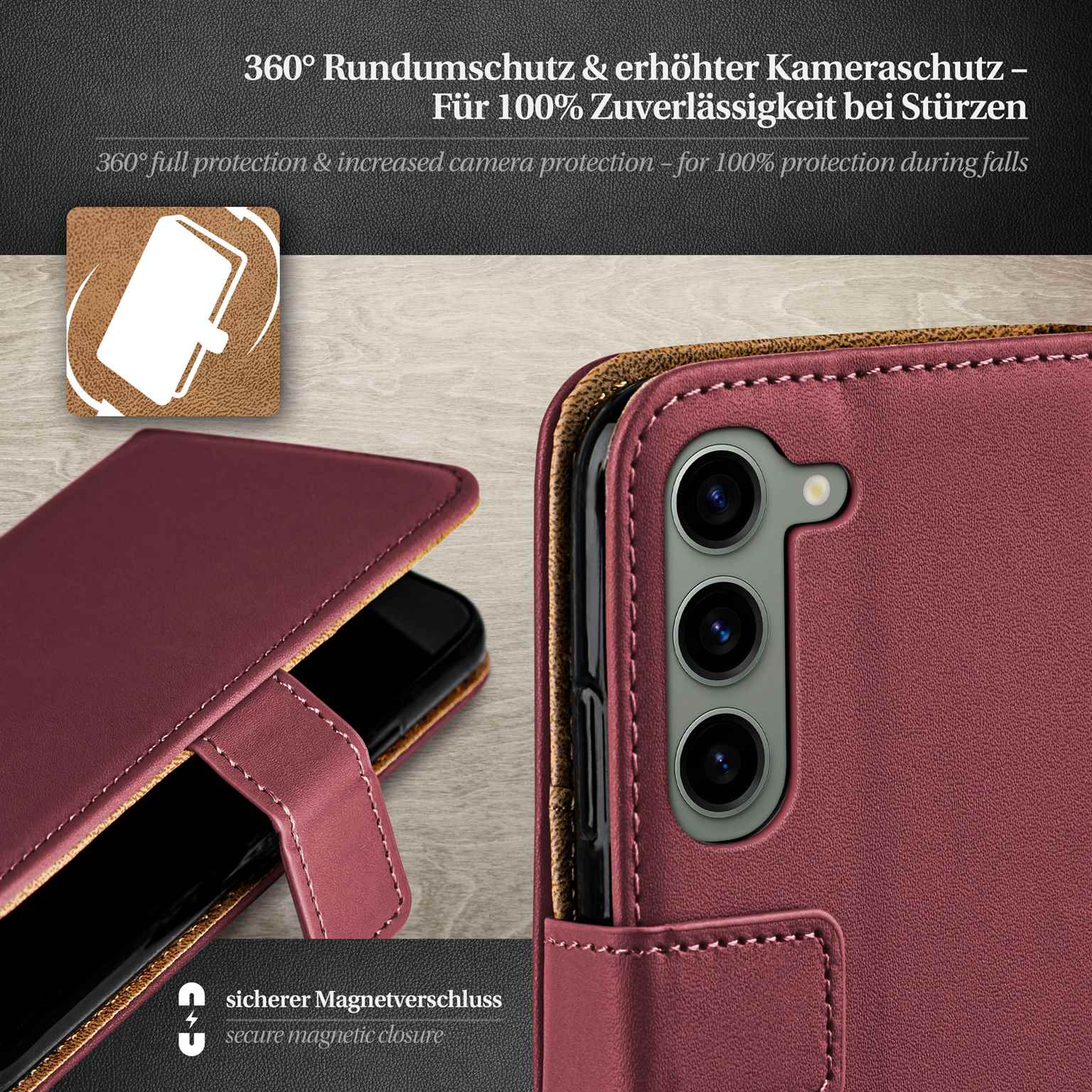 moex Book Case für Samsung Galaxy S23 Plus Klapphülle mit Kartenfach – Weiteres Produktbild 3