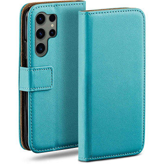 moex moex Book Case für Samsung Galaxy S23 Ultra Klapphülle mit Kartenfach – Aqua-Cyan