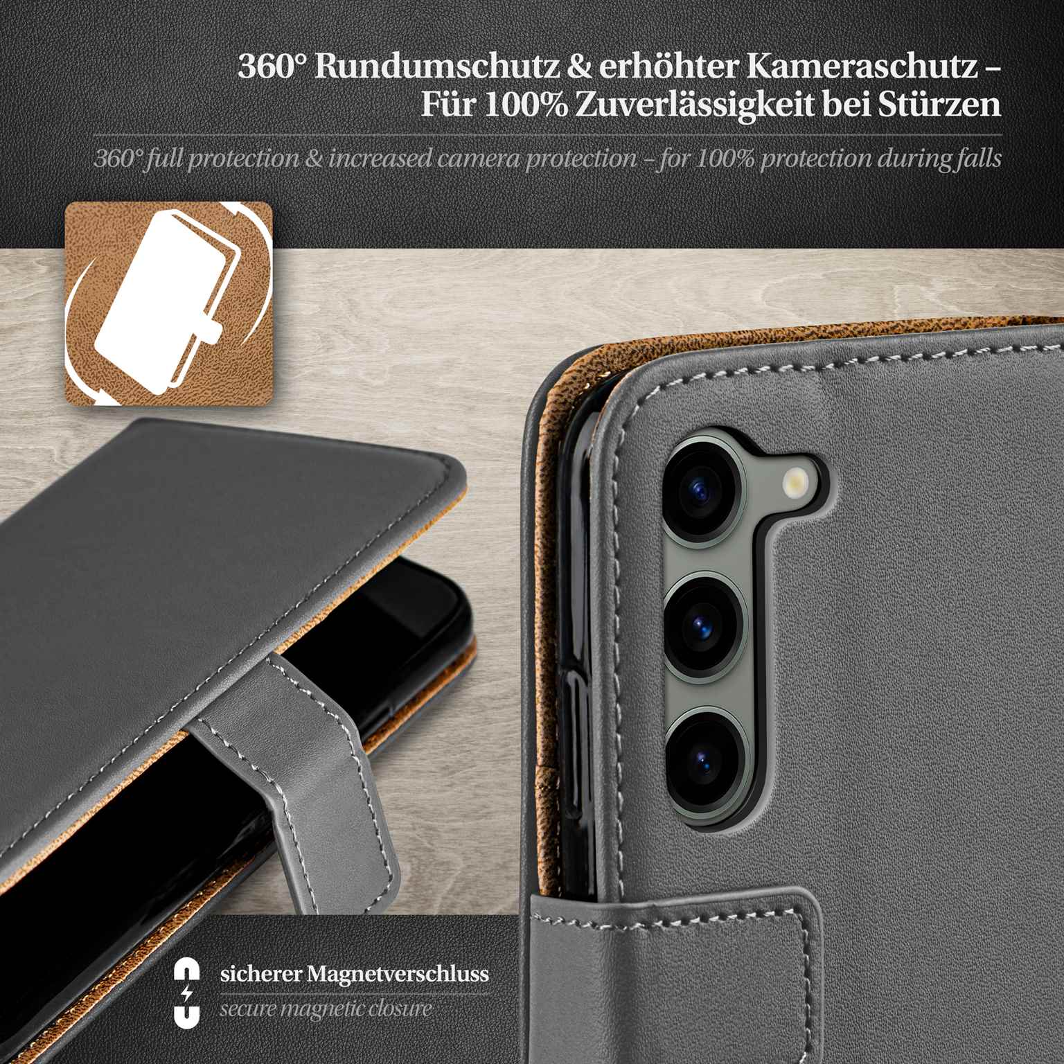 moex Book Case für Samsung Galaxy S23 Klapphülle mit Kartenfach – Weiteres Produktbild 3