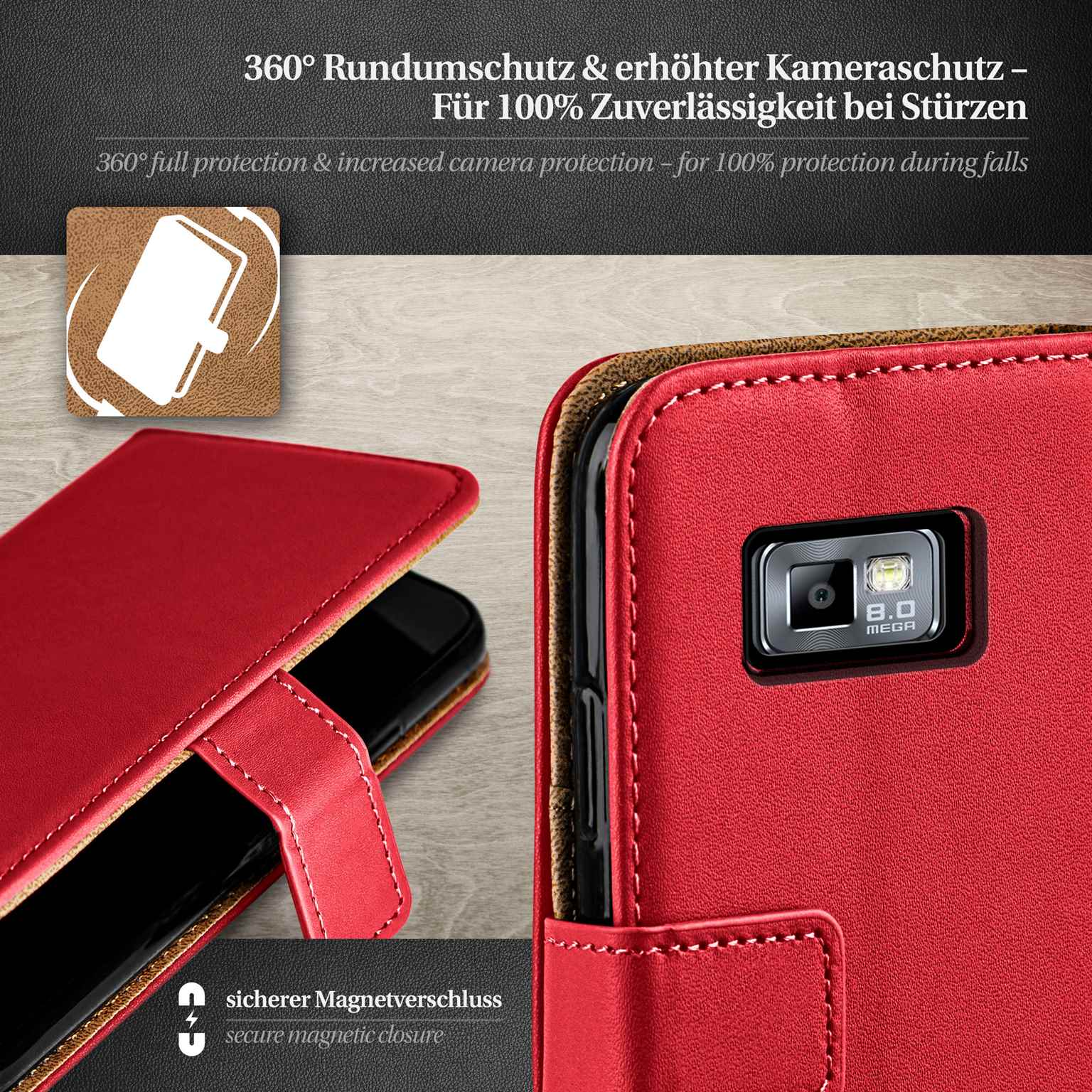 moex Book Case für Samsung Galaxy S2 Plus Klapphülle mit Kartenfach – Weiteres Produktbild 3 moex Book Case für Samsung Galaxy S2 Plus Klapphülle mit Kartenfach – Weiteres Produktbild 3