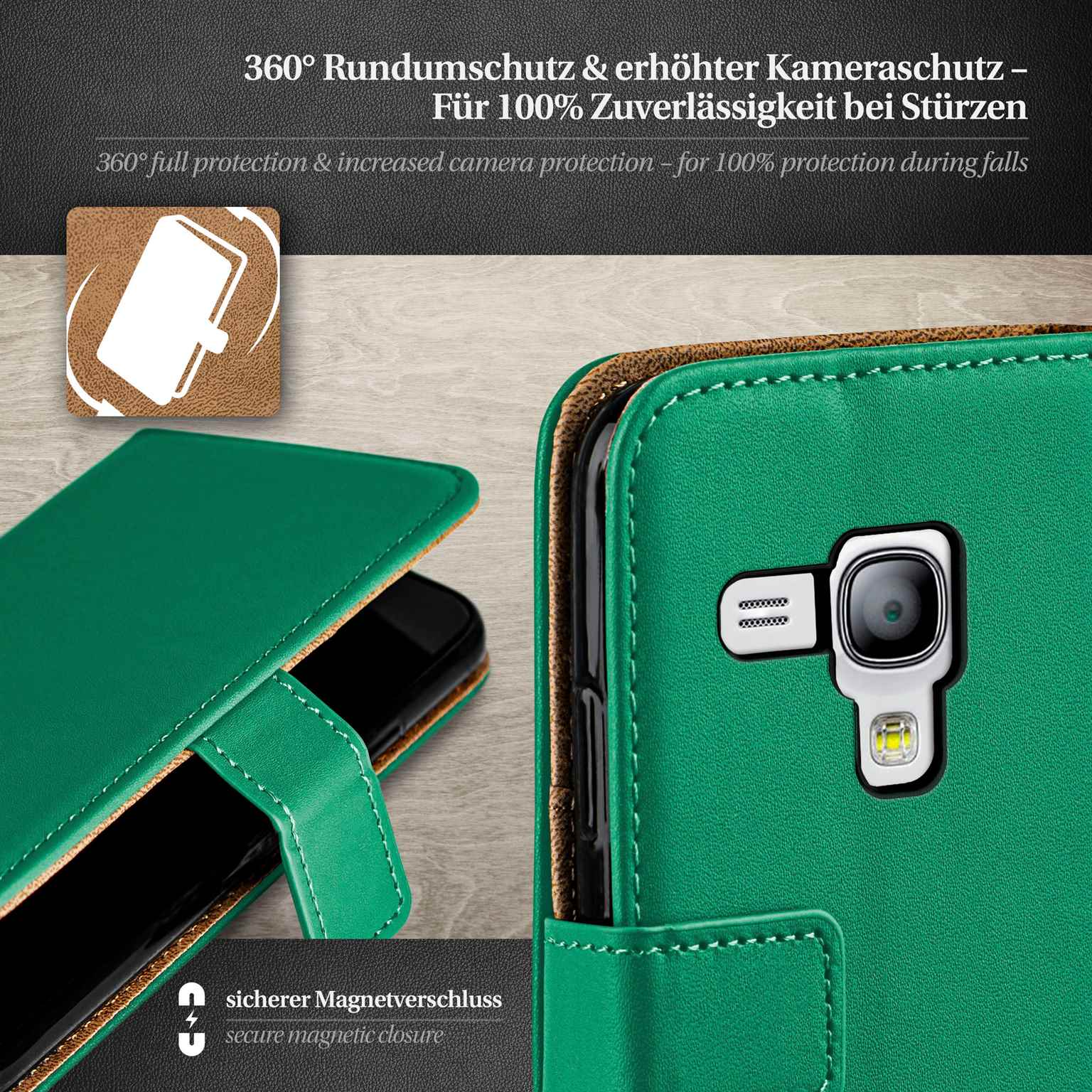 moex Book Case für Samsung Galaxy S3 Mini Klapphülle mit Kartenfach – Weiteres Produktbild 2