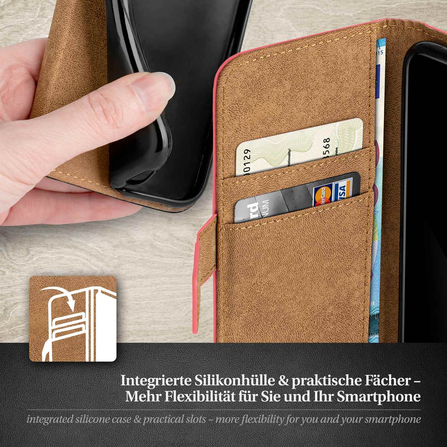 moex Book Case für Samsung Galaxy S3 Mini Klapphülle mit Kartenfach – Weiteres Produktbild 4 moex Book Case für Samsung Galaxy S3 Mini Klapphülle mit Kartenfach – Weiteres Produktbild 4