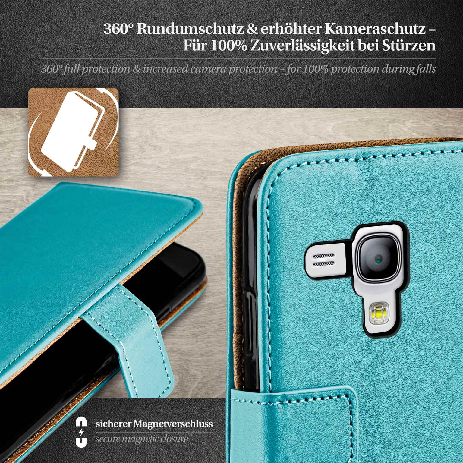 moex Book Case für Samsung Galaxy S3 Mini Klapphülle mit Kartenfach – Weiteres Produktbild 2