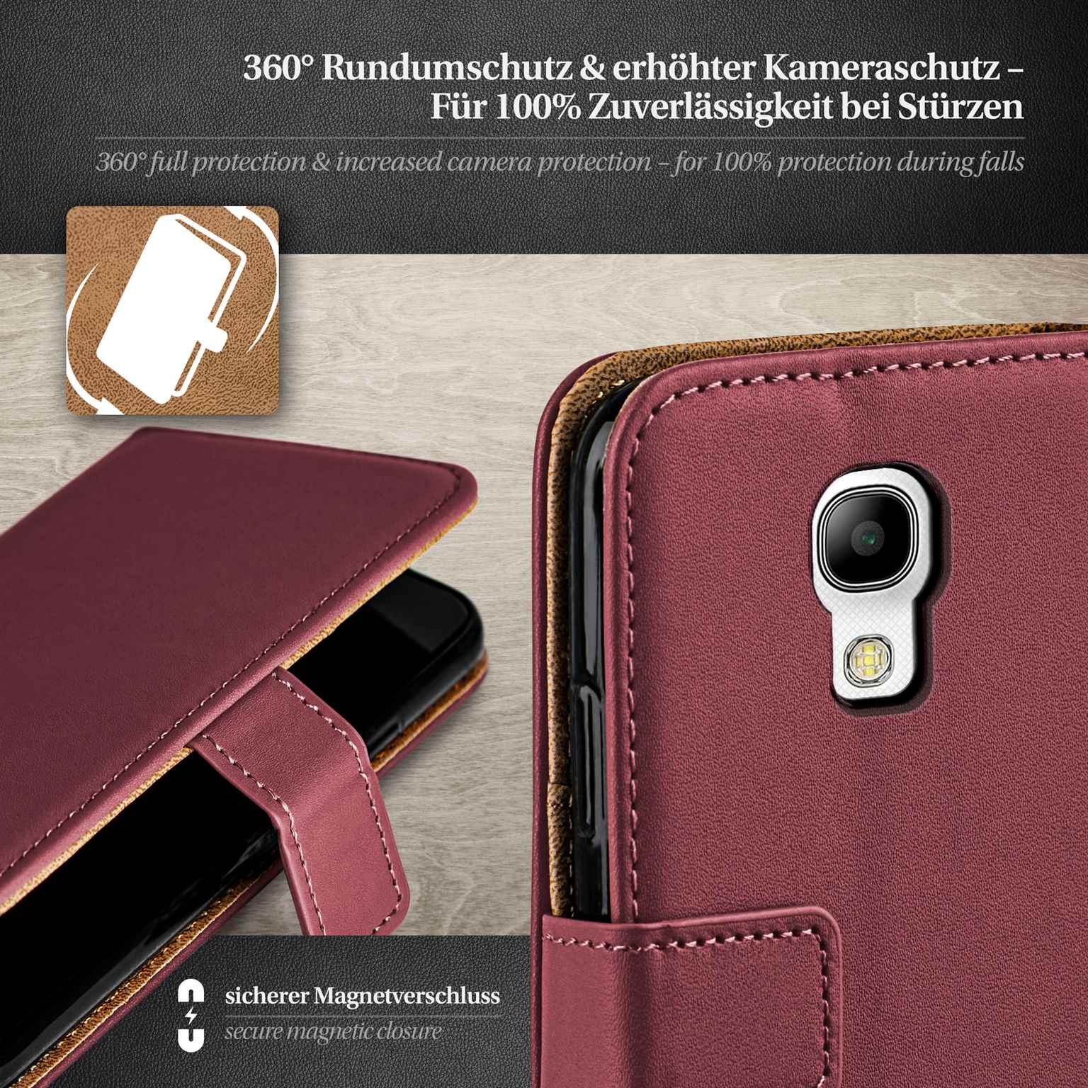 moex Book Case für Samsung Galaxy S4 Mini Klapphülle mit Kartenfach – Weiteres Produktbild 2
