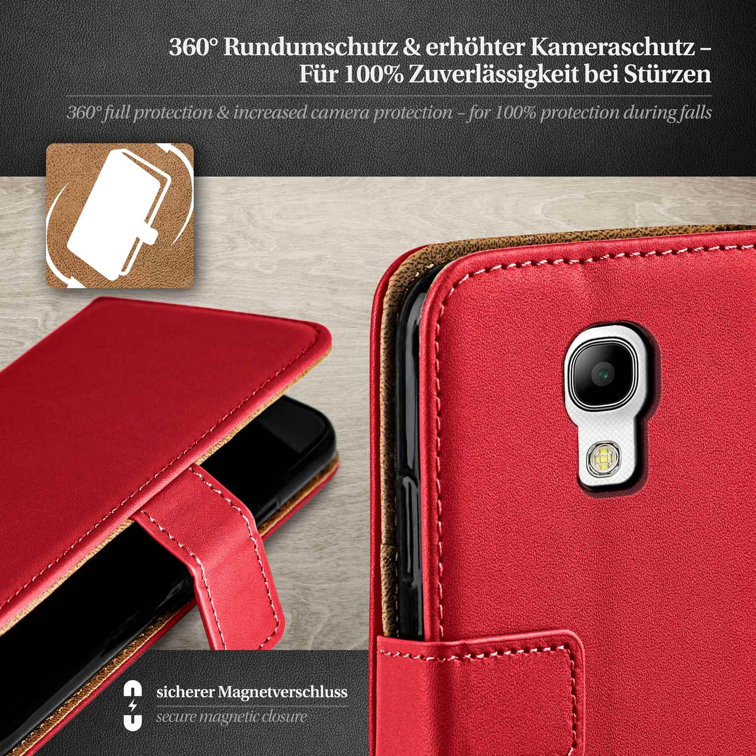 moex Book Case für Samsung Galaxy S4 Mini Klapphülle mit Kartenfach – Weiteres Produktbild 2