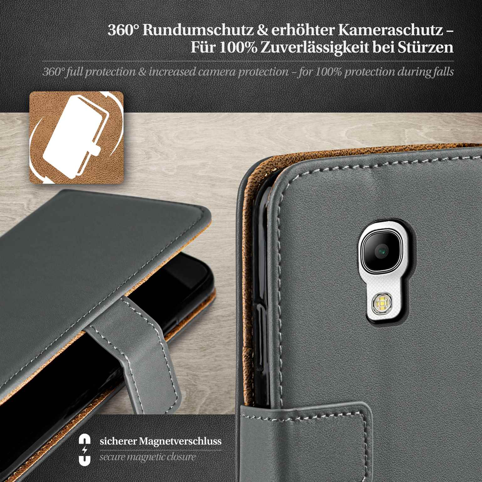 moex Book Case für Samsung Galaxy S4 Klapphülle mit Kartenfach – Weiteres Produktbild 2