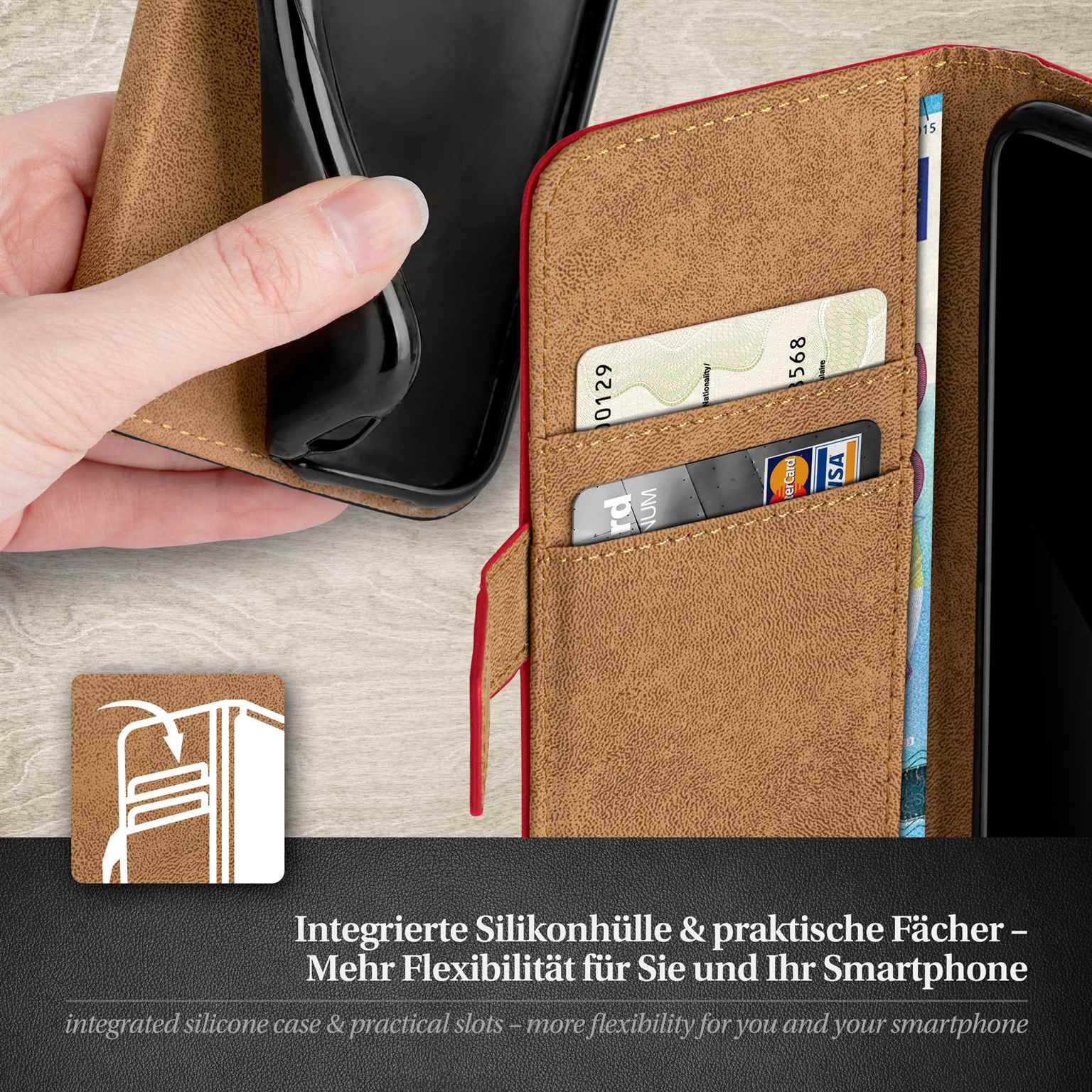 moex Book Case für Samsung Galaxy S4 Klapphülle mit Kartenfach – Weiteres Produktbild 3