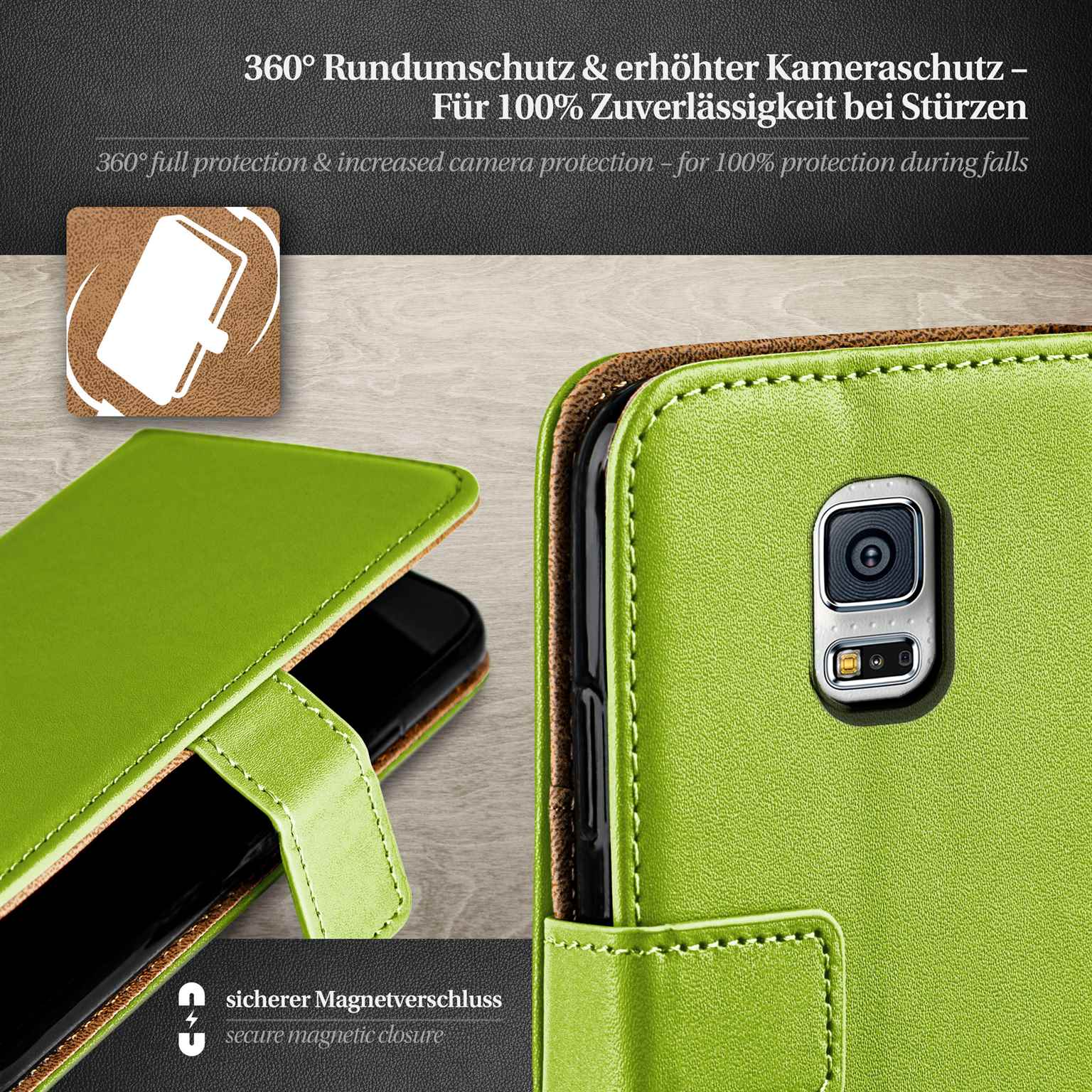 moex Book Case für Samsung Galaxy S5 Mini Klapphülle mit Kartenfach – Weiteres Produktbild 2