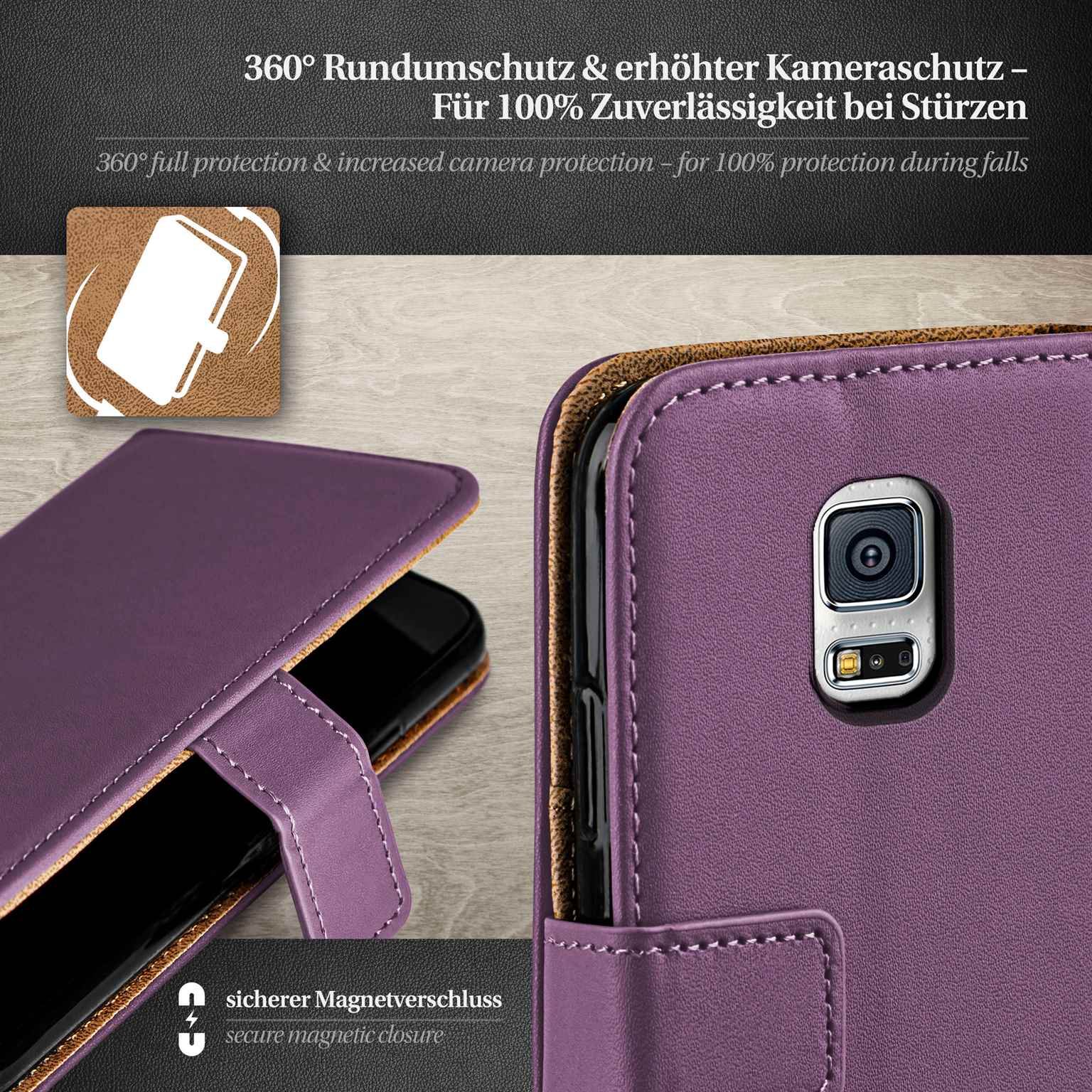 moex Book Case für Samsung Galaxy S5 Mini Klapphülle mit Kartenfach – Weiteres Produktbild 2