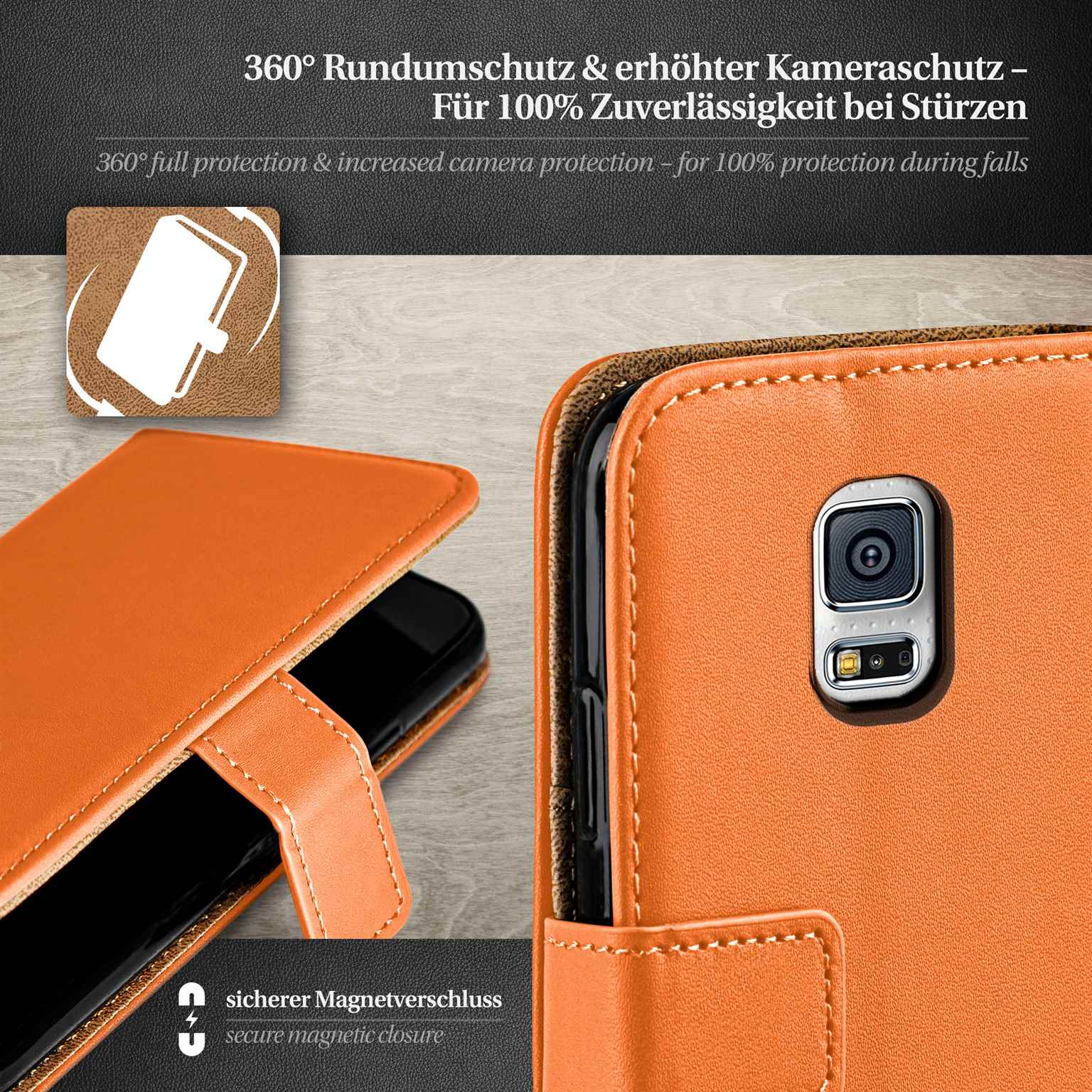 moex Book Case für Samsung Galaxy S5 Mini Klapphülle mit Kartenfach – Weiteres Produktbild 2